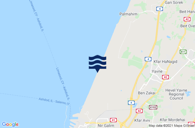 Mapa de mareas Gedera, Israel