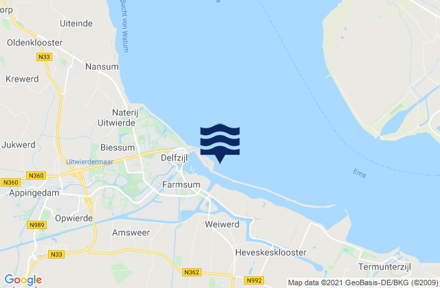 Mapa de mareas Gemeente Delfzijl, Netherlands