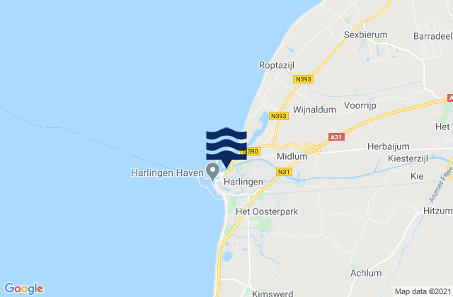 Mapa de mareas Gemeente Harlingen, Netherlands