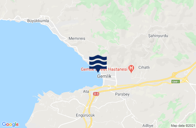 Mapa de mareas Gemlik, Turkey