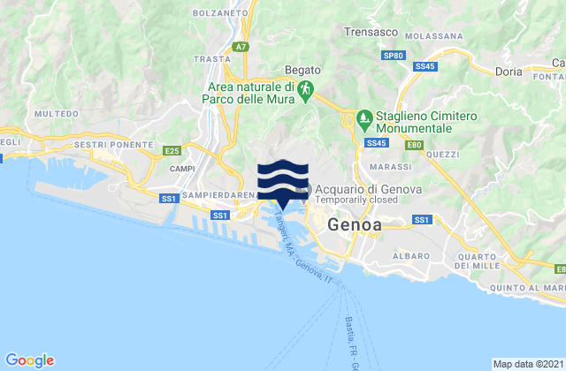 Mapa de mareas Genova, Italy