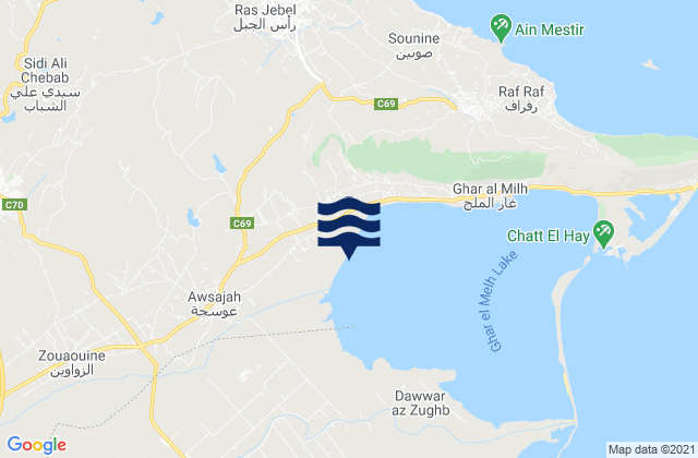 Mapa de mareas Ghar El Melh, Tunisia