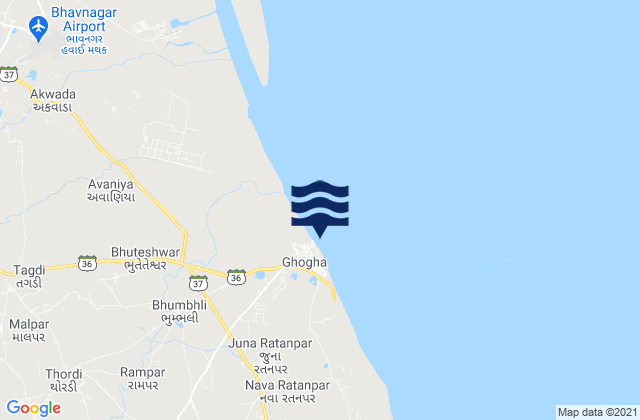 Mapa de mareas Ghogha, India