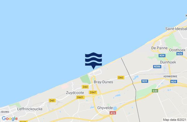 Mapa de mareas Ghyvelde, France