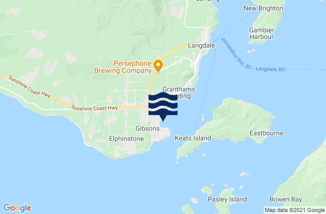 Mapa de mareas Gibsons Landing, Canada