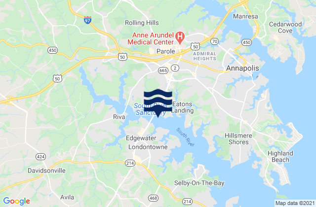 Mapa de mareas Gingerville Creek (South River), United States
