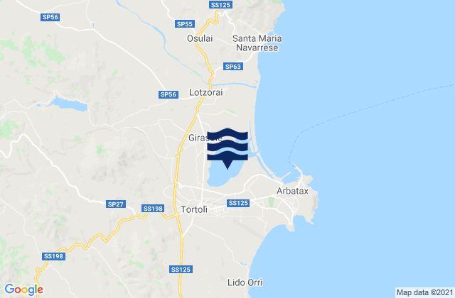 Mapa de mareas Girasole, Italy