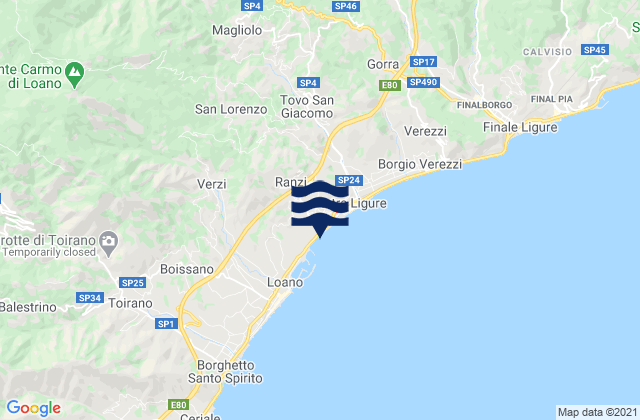 Mapa de mareas Giustenice, Italy