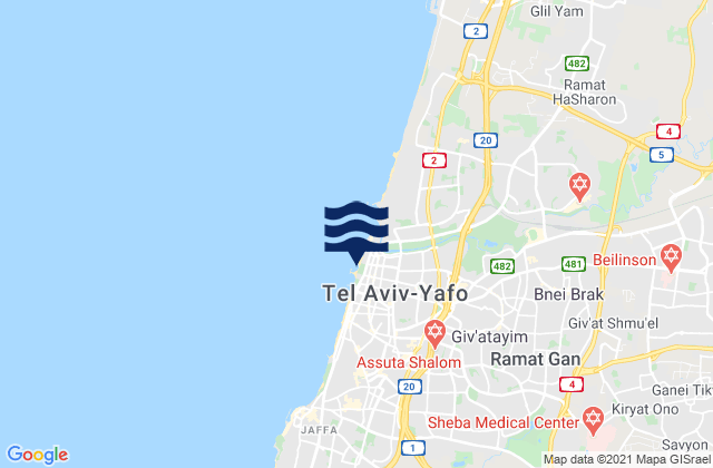 Mapa de mareas Givatayim, Israel