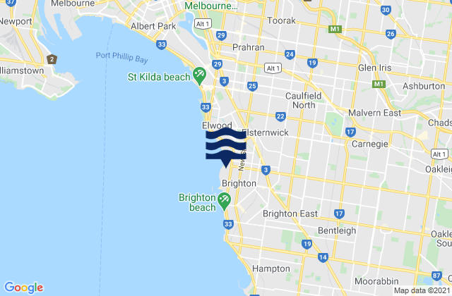 Mapa de mareas Glen Eira, Australia