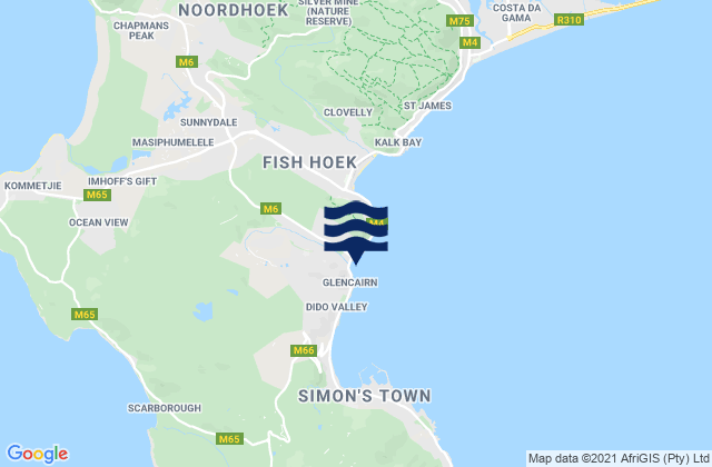 Mapa de mareas Glencairn Beach, South Africa