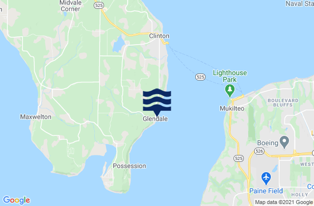 Mapa de mareas Glendale (Whidbey Island), United States