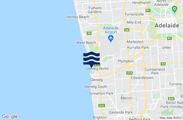 Mapa de mareas Glenelg North, Australia
