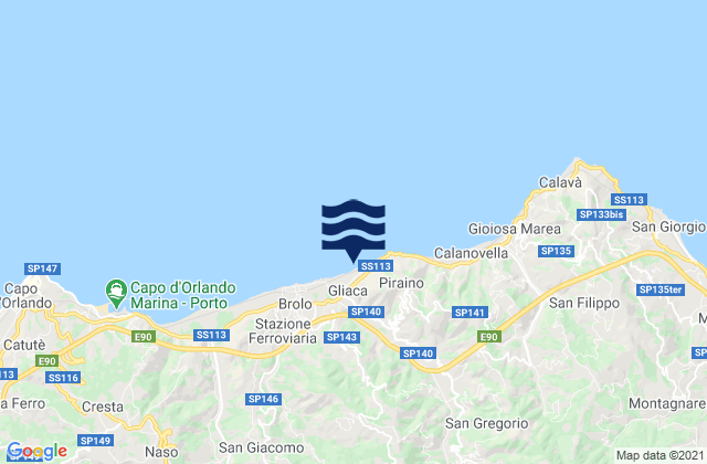 Mapa de mareas Gliaca, Italy