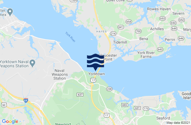 Mapa de mareas Gloucester Point 0.4 mile southwest of, United States