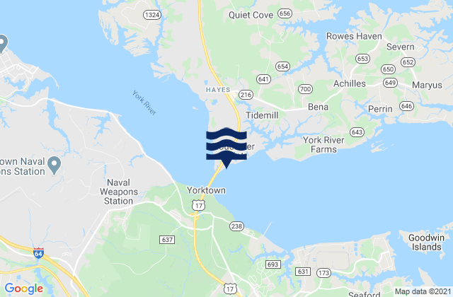 Mapa de mareas Gloucester Point, United States
