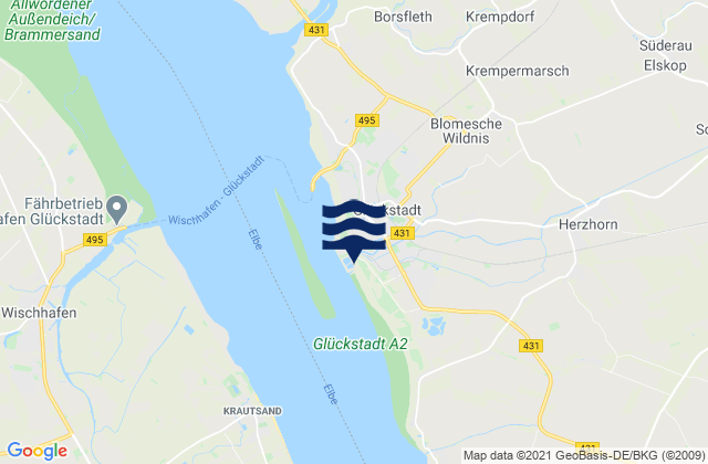 Mapa de mareas Gluckstadt, Denmark