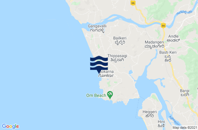 Mapa de mareas Gokarna, India