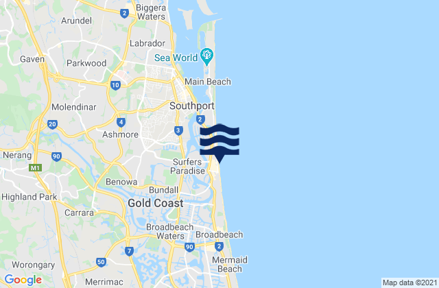 Mapa de mareas Gold Coast, Australia