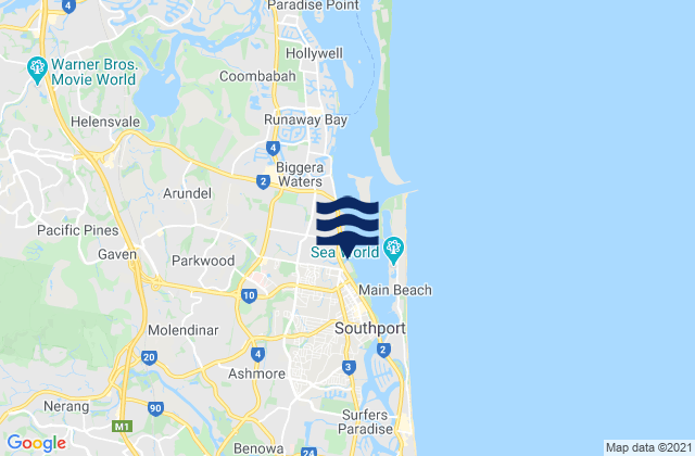 Mapa de mareas Gold Coast, Australia