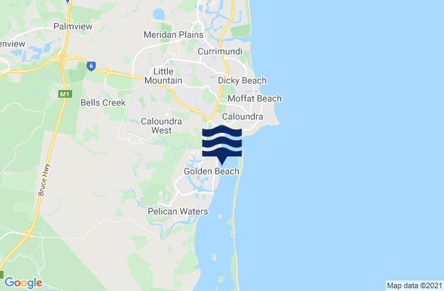 Mapa de mareas Golden Beach, Australia