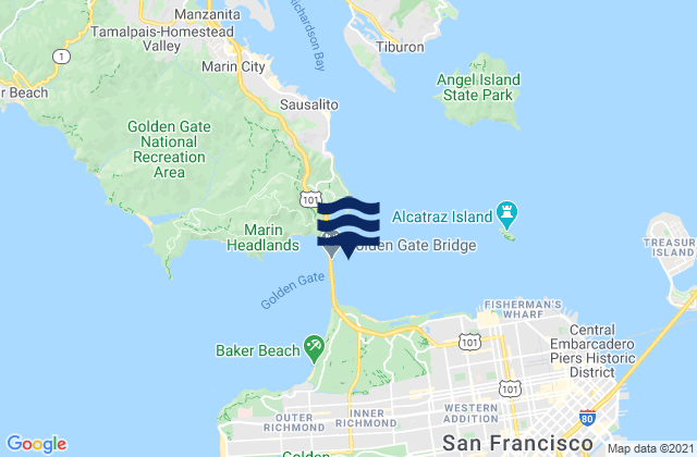 Mapa de mareas Golden Gate Bridge 0.46 nm E of, United States