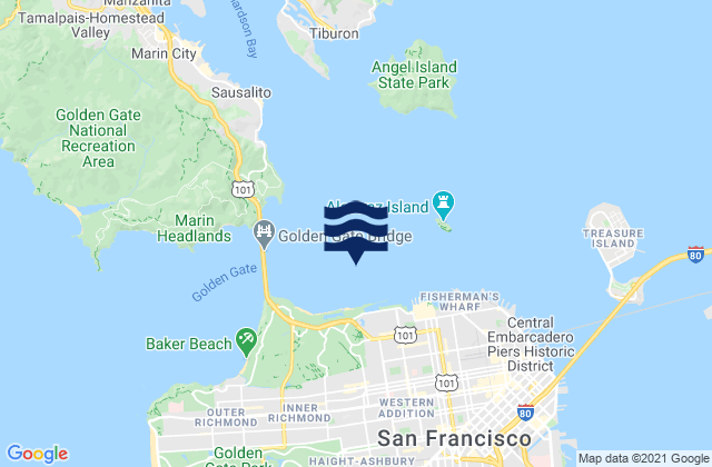 Mapa de mareas Golden Gate Bridge .8 mi E ., United States