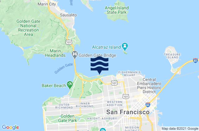 Mapa de mareas Golden Gate East Beach, United States