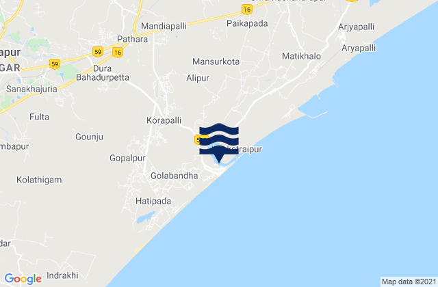 Mapa de mareas Gopālpur, India