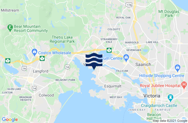 Mapa de mareas Gorge (Victoria), Canada