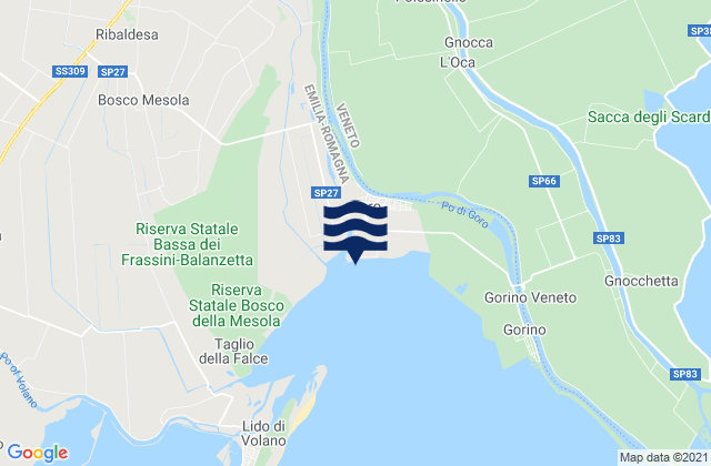 Mapa de mareas Goro, Italy