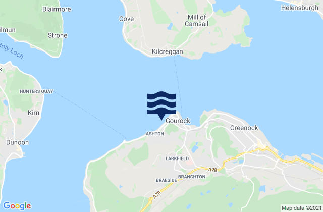 Mapa de mareas Gourock West Bay Beach, United Kingdom