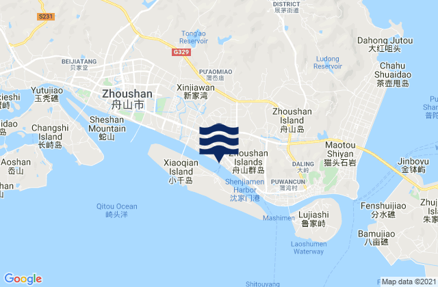 Mapa de mareas Goushan, China