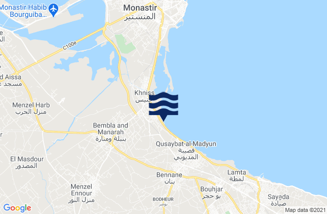 Mapa de mareas Gouvernorat de Monastir, Tunisia