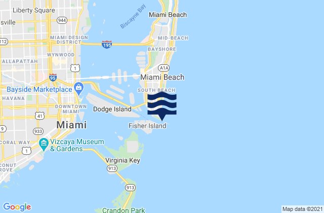 Mapa de mareas Government Cut Miami Harbor Entrance, United States