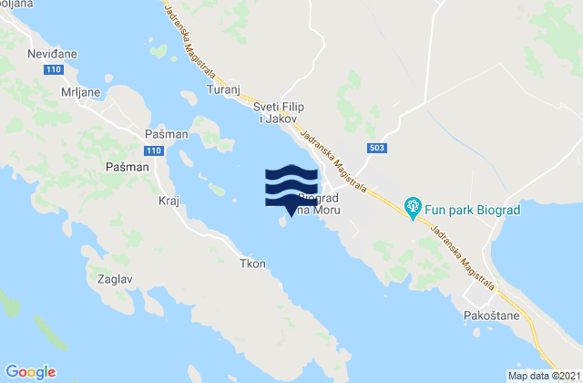 Mapa de mareas Grad Biograd na Moru, Croatia