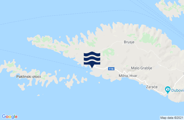 Mapa de mareas Grad Hvar, Croatia