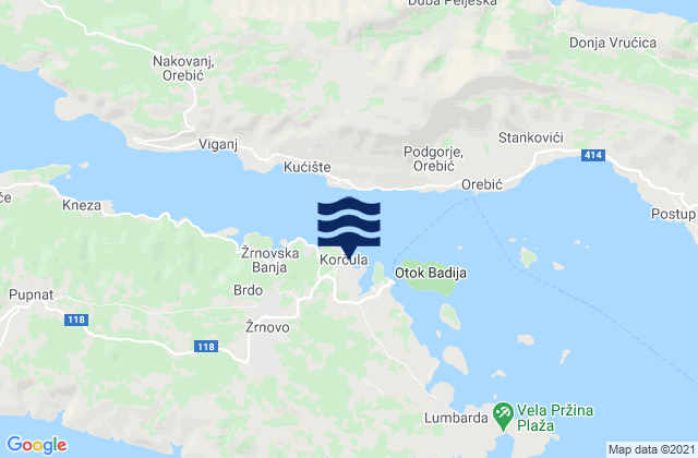Mapa de mareas Grad Korčula, Croatia