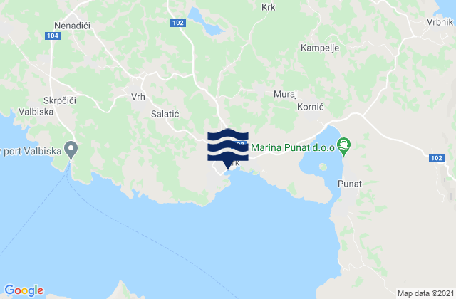 Mapa de mareas Grad Krk, Croatia