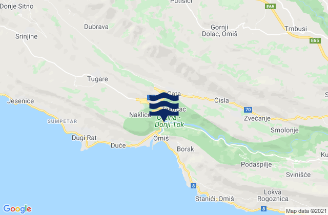 Mapa de mareas Grad Omiš, Croatia