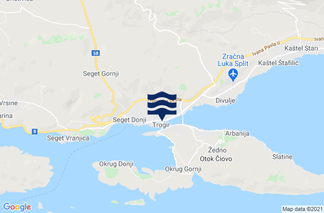 Mapa de mareas Grad Trogir, Croatia