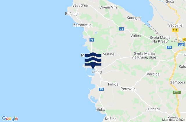Mapa de mareas Grad Umag, Croatia