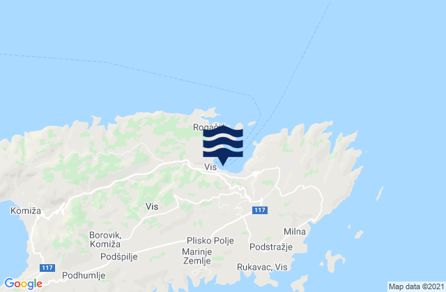 Mapa de mareas Grad Vis, Croatia