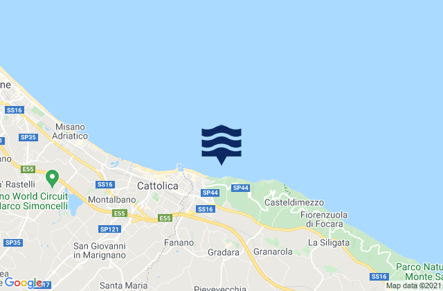 Mapa de mareas Gradara, Italy