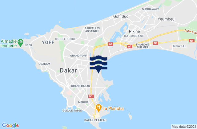 Mapa de mareas Grand Dakar, Senegal