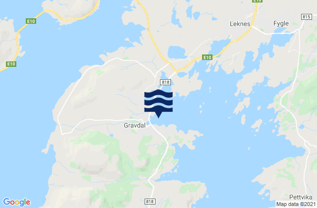 Mapa de mareas Gravdal, Norway