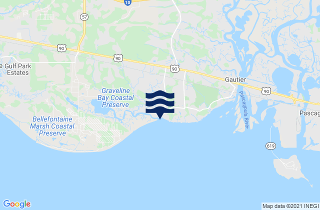 Mapa de mareas Graveline Bayou Entrance, United States