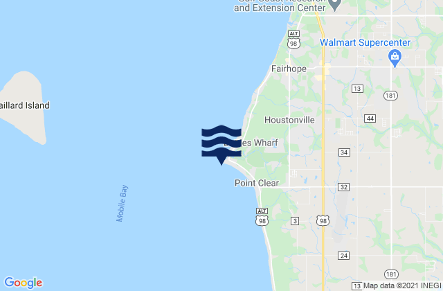 Mapa de mareas Great Point Clear (Mobile Bay), United States