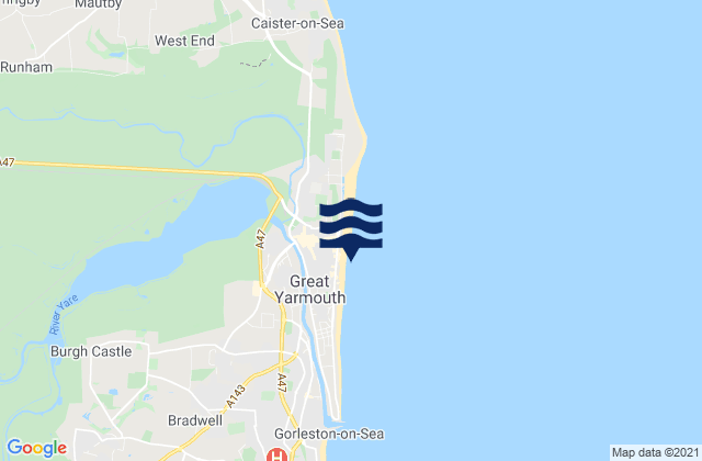 Mapa de mareas Great Yarmouth, United Kingdom