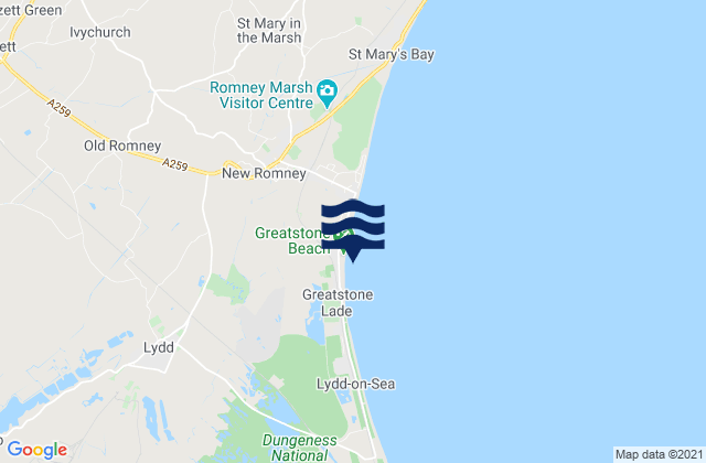 Mapa de mareas Greatstone Beach, United Kingdom
